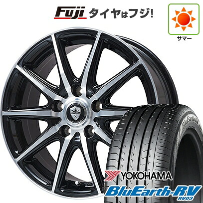 【パンク保証付き】【新品】フリード クロスター 夏タイヤ ホイール4本セット 185/65R15 ヨコハマ ブルーアース RV-03 エルベ エステローザ EST-10S ブラックポリッシュ 6J 15インチ(送料無料)|フジコーポレーション