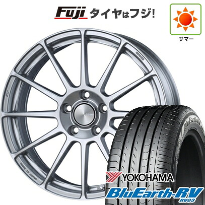 【パンク保証付き】【新品国産車用5穴100】 夏タイヤ ホイール4本セット 225/55R18 ヨコハマ ブルーアース RV-03 ENKEI エンケイ PerformanceLine PF03 7J 18インチ(送料無料)