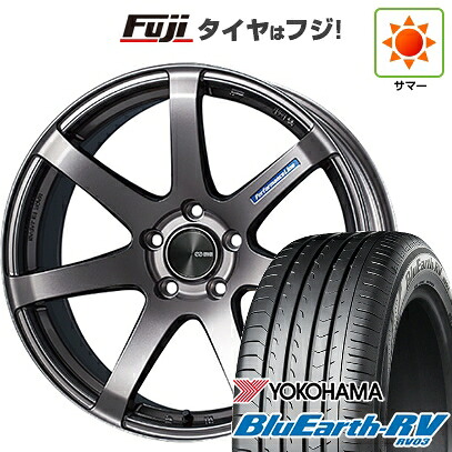 【パンク保証付き】【新品国産車用5穴100】 夏タイヤ ホイール4本セット 225/55R18 ヨコハマ ブルーアース RV-03 ENKEI エンケイ PerformanceLine PF07 7J 18インチ(送料無料)