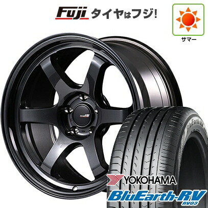 【パンク保証付き】【新品国産車用5穴114.3】 夏タイヤ ホイール4本セット 225/60R18 ヨコハマ ブルーアース RV-03 MID WHEELS MID RACING R06 7.5J 18インチ(送料無料)