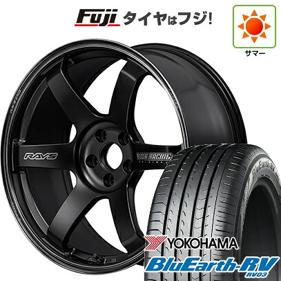 【パンク保証付き】【新品国産車用5穴114.3】 夏タイヤ ホイール4本セット 225/55R18 ヨコハマ ブルーアース RV-03 RAYS レイズ ボルクレーシング TE37 サーガ S-plus Black Shadow 7.5J 18インチ(送料無料)