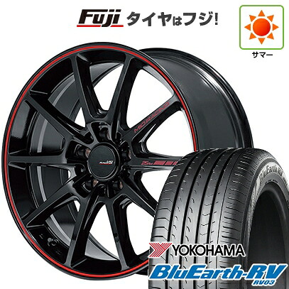 【パンク保証付き】【新品国産車用5穴114.3】 夏タイヤ ホイール4本セット 225/60R18 ヨコハマ ブルーアース RV-03 MID WHEELS MID RACING R25 Plus 7.5J 18インチ(送料無料)