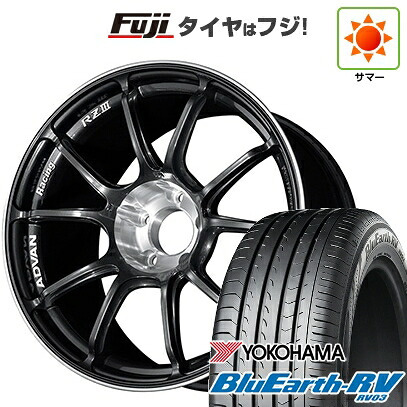 【パンク保証付き】【新品国産車用5穴100】 夏タイヤ ホイール4本セット 225/55R18 ヨコハマ ブルーアース RV-03 ヨコハマ アドバンレーシング RZIII 8J 18インチ(送料無料)|フジコーポレーション