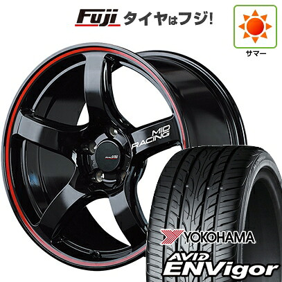 【新品国産車用5穴114.3】 夏タイヤ ホイール4本セット 225/45R18 ヨコハマ エイビッド エンビガーS321 MID WHEELS MID RACING R50 7.5J 18インチ(送料無料)|フジコーポレーション