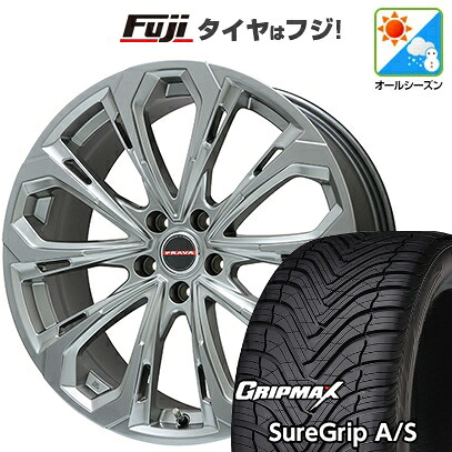 【新品国産車用5穴114.3】 オールシーズンタイヤ ホイール4本セット 225/55R18 グリップマックス シュアグリップ オールシーズン(限定) ビッグウエイ レイシーン プラバ5X(クロームハイパーシルバー) 8J 18インチ(送料無料)