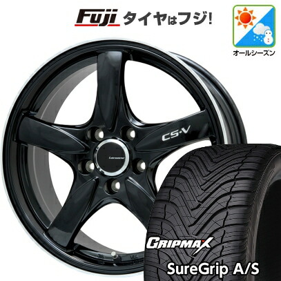 【新品国産車用5穴114.3】 オールシーズンタイヤ ホイール4本セット 225/45R18 グリップマックス シュアグリップ オールシーズン(限定) レアマイスター CS-V(グロスブラック/リムポリッシュ) 7.5J 18インチ(送料無料)