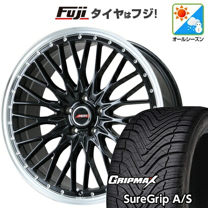 【新品国産車用5穴114.3】 オールシーズンタイヤ ホイール4本セット 235/50R18 グリップマックス シュアグリップ オールシーズン(限定) プレミックス MER PROMESH グロスブラック/リムポリッシュ 7.5J 18インチ(送料無料)|フジコーポレーション