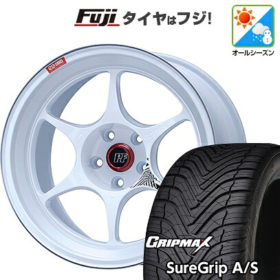 【新品国産車用5穴114.3】 オールシーズンタイヤ ホイール4本セット 235/50R18 グリップマックス シュアグリップ オールシーズン(限定) ENKEI エンケイ PerformanceLine PF06 マシニングホワイト 8.5J 18インチ(送料無料)