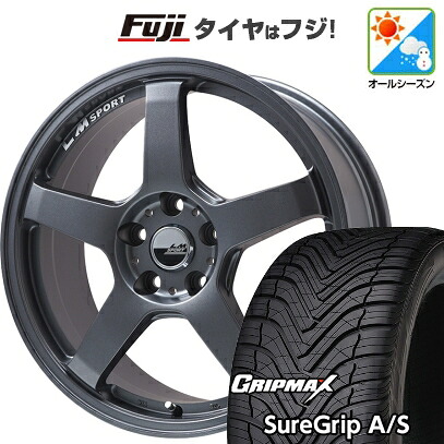 【新品国産車用5穴114.3】 オールシーズンタイヤ ホイール4本セット 225/45R18 グリップマックス シュアグリップ オールシーズン(限定) レアマイスター LMスポーツ LM-05R(マットガンメタ) 7.5J 18インチ(送料無料)|フジコーポレーション