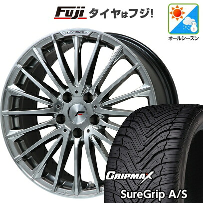 【新品国産車用5穴114.3】 オールシーズンタイヤ ホイール4本セット 235/60R18 グリップマックス シュアグリップ オールシーズン(限定) レアマイスター LF-FORCE クロームハイパーシルバー平座ナット 7.5J 18インチ(送料無料)
