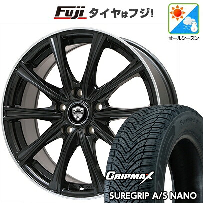 【新品国産車用5穴114.3】 オールシーズンタイヤ ホイール4本セット 225/65R17 グリップマックス シュアグリップ オールシーズン ナノ(限定) エルベ エステローザ MZV ブラックリムポリッシュ 7J 17インチ(送料無料)