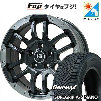 【新品国産車用5穴114.3】 オールシーズンタイヤ ホイール4本セット 225/65R17 グリップマックス シュアグリップ オールシーズン ナノ(限定) ビッグウエイ B-LUGNAS FRD(マットブラック/ブラッククリアリム) 7J 17インチ(送料無料)|フジコーポレーション