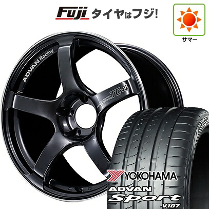 【パンク保証付き】【新品国産車用5穴114.3】 夏タイヤ ホイール4本セット 225/45R18 ヨコハマ アドバン スポーツ V107(限定) ヨコハマ アドバンレーシング TC-4 7.5J 18インチ(送料無料) 149,750円