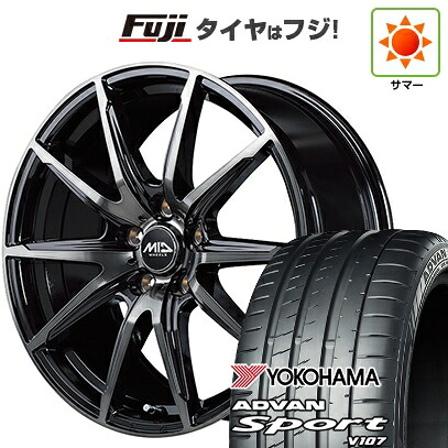 【パンク保証付き】【新品国産車用5穴114.3】 夏タイヤ ホイール4本セット 225/45R18 ヨコハマ アドバン スポーツ V107(限定) MID WHEELS DR-02 7J 18インチ(送料無料)|フジコーポレーション