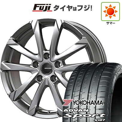 【パンク保証付き】【新品国産車用5穴114.3】 夏タイヤ ホイール4本セット 225/45R18 ヨコハマ アドバン スポーツ V107(限定) コーセイ クレイシズ GC36F 7.5J 18インチ(送料無料)