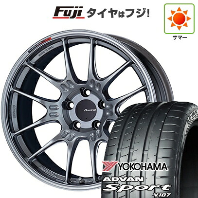 【パンク保証付き】【新品国産車用5穴114.3】 夏タイヤ ホイール4本セット 225/45R18 ヨコハマ アドバン スポーツ V107(限定) ENKEI エンケイ Racing GTC02 8J 18インチ(送料無料)