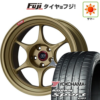 【パンク保証付き】【新品国産車用5穴114.3】 夏タイヤ ホイール4本セット 225/45R18 ヨコハマ アドバン スポーツ V107(限定) ENKEI エンケイ PerformanceLine PF06 ゴールド 8J 18インチ(送料無料)