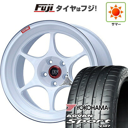 【パンク保証付き】【新品国産車用5穴114.3】 夏タイヤ ホイール4本セット 225/45R18 ヨコハマ アドバン スポーツ V107(限定) ENKEI エンケイ PerformanceLine PF06 マシニングホワイト 8J 18インチ(送料無料)