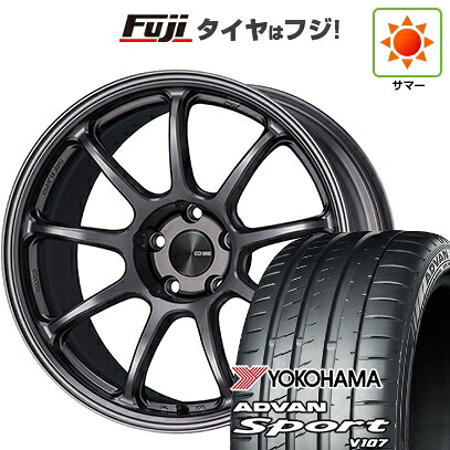 【パンク保証付き】【新品国産車用5穴114.3】 夏タイヤ ホイール4本セット 225/45R18 ヨコハマ アドバン スポーツ V107(限定) ENKEI エンケイ PerformanceLine PF09 8J 18インチ(送料無料)