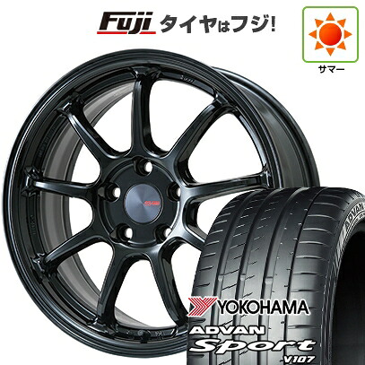 【パンク保証付き】【新品国産車用5穴114.3】 夏タイヤ ホイール4本セット 225/45R18 ヨコハマ アドバン スポーツ V107(限定) ENKEI エンケイ PerformanceLine PF09 フジオリジナルカラー 7.5J 18インチ(送料無料)