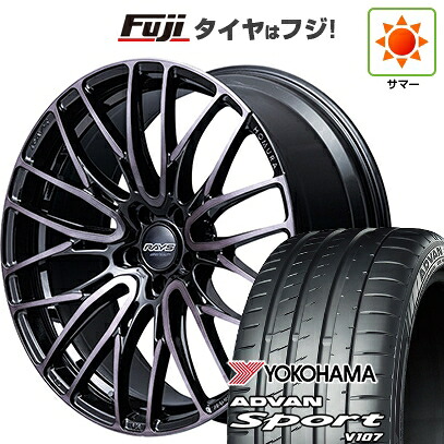 【パンク保証付き】【新品国産車用5穴114.3】 夏タイヤ ホイール4本セット 225/45R18 ヨコハマ アドバン スポーツ V107(限定) RAYS レイズ ホムラ 2X10BD BLACK CLEAR EDITION 7.5J 18インチ(送料無料)
