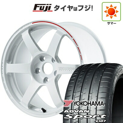【パンク保証付き】【新品国産車用5穴114.3】 夏タイヤ ホイール4本セット 225/45R18 ヨコハマ アドバン スポーツ V107(限定) RAYS レイズ ボルクレーシング TE37 サーガ S+ TIME ATTACK 限定 8J 18インチ(送料無料)