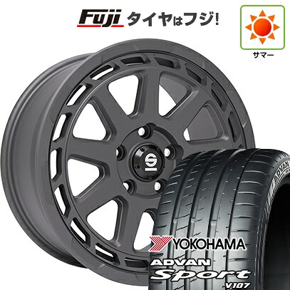 【パンク保証付き】【新品国産車用5穴114.3】 夏タイヤ ホイール4本セット 225/45R18 ヨコハマ アドバン スポーツ V107(限定) OZ SPARCO グラベル 8J 18インチ(送料無料)