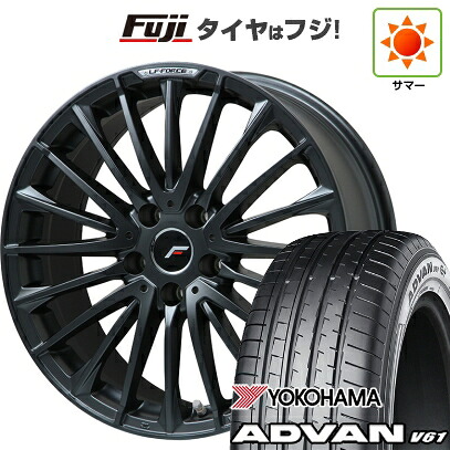 【新品国産車用5穴114.3】 夏タイヤ ホイール4本セット 235/55R20 ヨコハマ アドバン V61 レアマイスター LF-FORCE マットブラック(平座ナット) 8J 20インチ(送料無料)