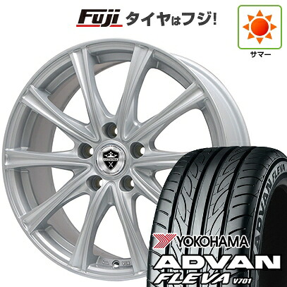 【新品国産車用5穴114.3】 夏タイヤ ホイール4本セット 205/55R17 ヨコハマ アドバン フレバV701 エルベ エステローザ MZV シルバー トヨタ車専用 6.5J 17インチ(送料無料)
