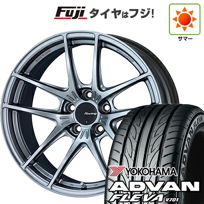 【新品国産車用5穴100】 夏タイヤ ホイール4本セット 215/45R17 ヨコハマ アドバン フレバV701 ENKEI エンケイ Racing NVR5 7.5J 17インチ(送料無料)|フジコーポレーション