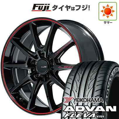 【新品国産車用5穴114.3】 夏タイヤ ホイール4本セット 215/40R18 ヨコハマ アドバン フレバV701 MID WHEELS MID RACING R25 Plus 7.5J 18インチ(送料無料)