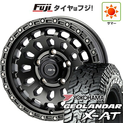 【新品】ジムニーシエラ/ジムニーノマド 夏タイヤ ホイール4本セット 225/70R16 ヨコハマ ジオランダー X-AT G016 WL フォーバイフォーエンジニア エアージー ヴァルカン 6J 16インチ(送料無料)