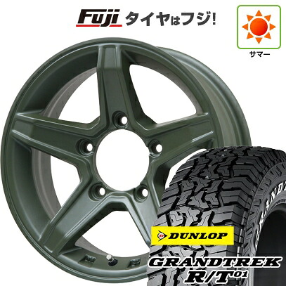 【新品】ジムニー 夏タイヤ ホイール4本セット 215/85R16 ダンロップ グラントレック R/T01 RWL/RBL プレミックス エステラ(オリーブグリーン) 5.5J 16インチ(送料無料)