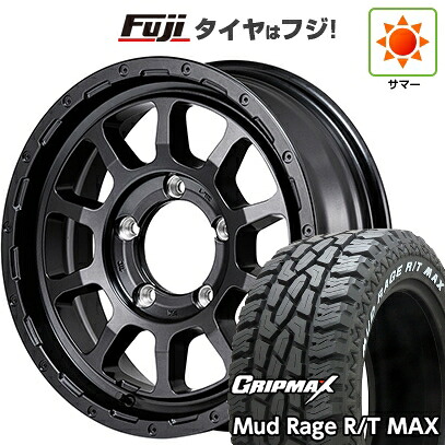 【新品】ジムニー 夏タイヤ ホイール4本セット 195R16C 104/102Q グリップマックス マッドレイジR/T MAX RWL(限定) MID WHEELS NITRO POWER M10 パーシングJ バレルブラックエディション 5.5J 16インチ(送料無料)|フジコーポレーション
