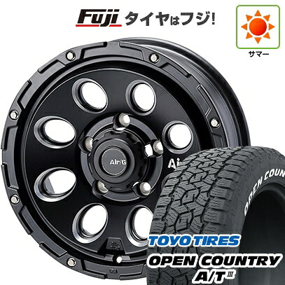 【新品】ジムニーシエラ/ジムニーノマド 夏タイヤ ホイール4本セット 215/70R16 トーヨー オープンカントリー A/T III RWL/RBL フォーバイフォーエンジニア エアージー マッシヴ 6J 16インチ(送料無料)｜フジコーポレーション