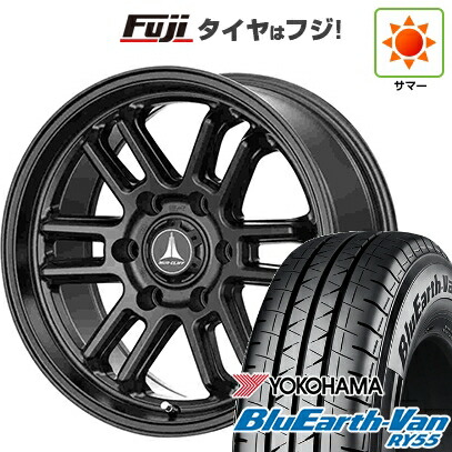【新品】キャラバン 夏タイヤ ホイール4本セット 195/80R15 107/105N ヨコハマ ブルーアース Van RY55 テクノピア マッドクリフ EVO 6J 15インチ(送料無料)