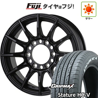【新品】ハイエース200系 夏タイヤ ホイール4本セット 195/80R15 107/105Q グリップマックス スタチャー HC-V RWL（限定） ゴジゲン ブラックマン G I 6J 15インチ(送料無料)