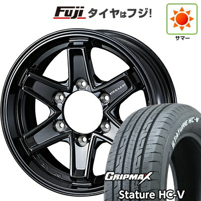 【新品】ハイエース200系 夏タイヤ ホイール4本セット 215/65R16 109/107S グリップマックス スタチャー HC-V RWL（限定） WEDS ウェッズアドベンチャー キーラータクティクス グロスブラック 6.5J 16インチ(送料無料)｜フジコーポレーション
