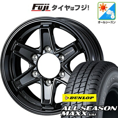 【新品】キャラバン オールシーズンタイヤ ホイール4本セット 195/80R15 107/105N ダンロップ オールシーズンMAXX VA1 WEDS ウェッズアドベンチャー キーラータクティクス グロスブラック 5.5J 15インチ(送料無料)