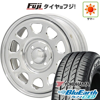 【新品 軽自動車】 夏タイヤ ホイール4本セット 145/80R13 ヨコハマ ブルーアース AE-01 モリタ デイトナズ G2 クローム 4.5J 13インチ(送料無料)｜フジコーポレーション