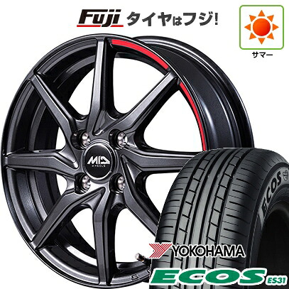 日本製【新品 軽自動車】 夏タイヤ ホイール4本セット 165/55R14 ヨコハマ エコス ES31 MID WHEELS RX810 アクティブブラック 4.5J 14インチ(送料無料)