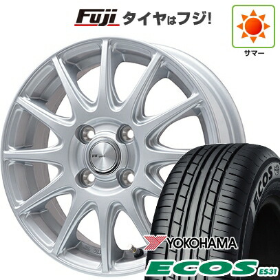 日本製【新品 軽自動車】 夏タイヤ ホイール4本セット 165/55R14 ヨコハマ エコス ES31 ビッグウエイ BWスポーツ S-120 メタルシルバー 4.5J 14インチ(送料無料)