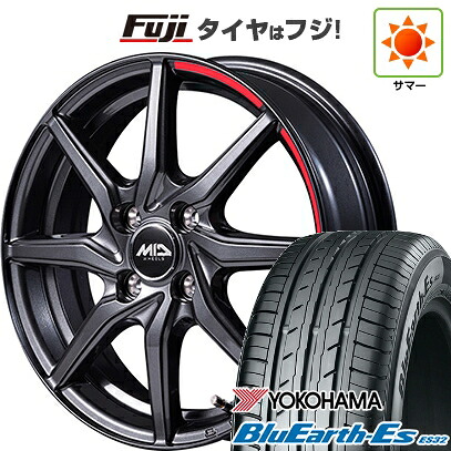 【新品 軽自動車】N-BOX タント スペーシア 夏タイヤ ホイール4本セット 155/65R14 ヨコハマ ブルーアース ES32 MID WHEELS RX810 アクティブブラック 4.5J 14インチ(送料無料)