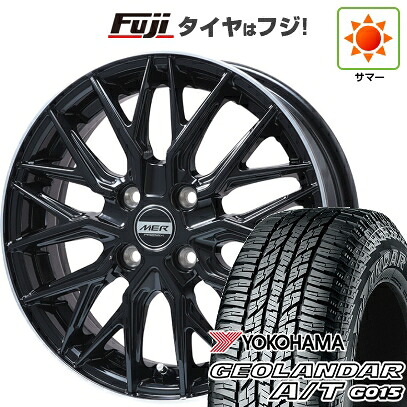 【新品 軽自動車】N-BOX タント スペーシア 夏タイヤ ホイール4本セット 165/55R15 ヨコハマ ジオランダー A/T G015 RBL プレミックス MER XMESH グロスブラック/リムポリッシュ 4.5J 15インチ(送料無料)