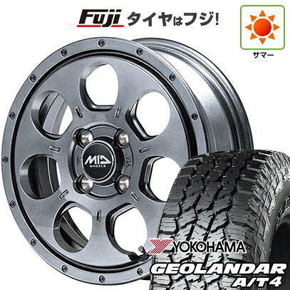 【新品 軽自動車】N-BOX タント スペーシア 夏タイヤ ホイール4本セット 155/65R14 ヨコハマ ジオランダー A/T4 G018 RBL MID WHEELS マッドエージェント 4.5J 14インチ(送料無料)|フジコーポレーション