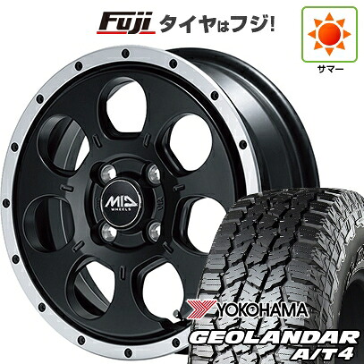 【新品 軽自動車】N-BOX タント スペーシア 夏タイヤ ホイール4本セット 155/65R14 ヨコハマ ジオランダー A/T4 G018 RBL MID WHEELS WO-7 4.5J 14インチ(送料無料)