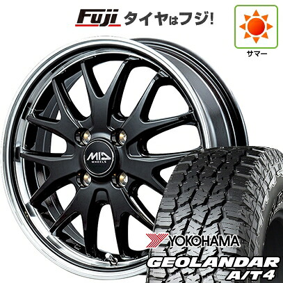 【新品 軽自動車】N-BOX タント スペーシア 夏タイヤ ホイール4本セット 155/65R14 ヨコハマ ジオランダー A/T4 G018 RBL MID WHEELS エグゼ7 4.5J 14インチ(送料無料)
