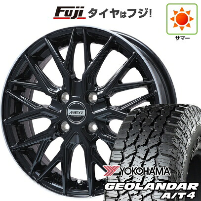 【新品 軽自動車】N-BOX タント スペーシア 夏タイヤ ホイール4本セット 155/65R14 ヨコハマ ジオランダー A/T4 G018 RBL プレミックス MER XMESH グロスブラック/リムポリッシュ 4.5J 14インチ(送料無料)