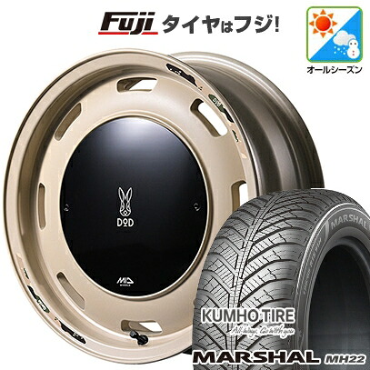 【新品 軽自動車】ソリオ ハスラー オールシーズンタイヤ ホイール4本セット 165/70R14 クムホ マーシャル MH22 オールシーズン(限定) MID WHEELS MID&times;DOD ウシャリントバリ 4.5J 14インチ(送料無料)｜フジコーポレーション