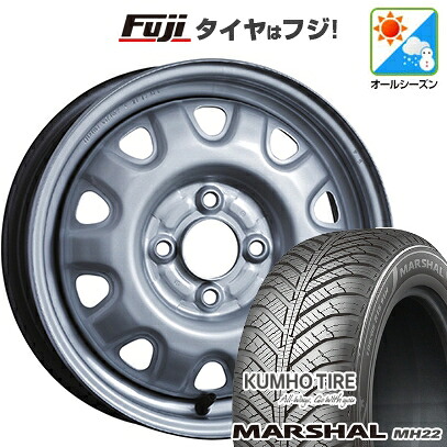 【新品 軽自動車】N-BOX タント スペーシア オールシーズンタイヤ ホイール4本セット 155/65R14 クムホ マーシャル MH22 オールシーズン(限定) トピー スチールホイル M73 4.5J 14インチ(送料無料)